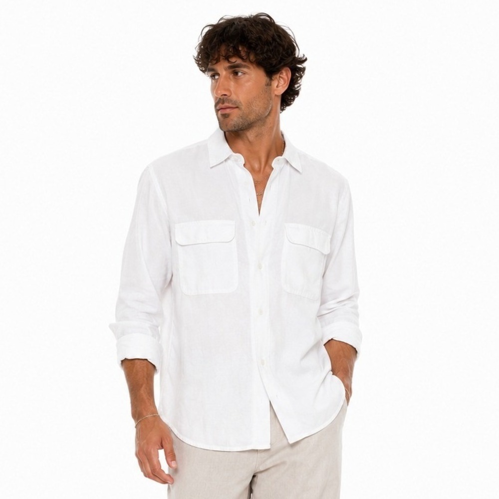 Shades of Grey by Micah Cohen Shirt White XS Cotton Dual Pocket Button Down Mens